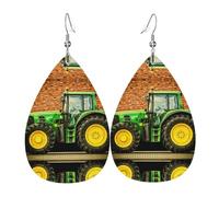 Pendientes de cuero con estampado de tractor para mujer, aretes colgantes de lágrima, perfectos para fiestas y accesorios de disfraces, talla única, cuero, sin piedras preciosas