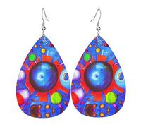 Pendientes de cuero con estampado de universo de dibujos animados para mujer, adecuados para uso diario, fiestas, citas y otras ocasiones
