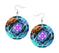 Pendientes de cuero con estampado espacial de ocho dimensiones para mujer, aretes de aro colgantes, perfectos para fiestas de disfraces y accesorios de niña, talla única, Cuero