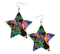Pendientes de cuero con forma de estrella de hongos mágicos psicodélicos, pendientes colgantes simples para mujeres y niñas, regalos para ella