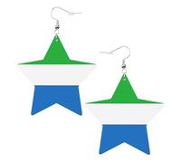Pendientes de cuero con forma de estrella de la bandera de Sierra Leona, accesorios de moda, ligeros, festivales, fiestas, vida cotidiana, One Size, Cuero, Sin piedra preciosa