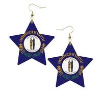 Pendientes de cuero con forma de estrella de la bandera del estado de Kentucky, accesorios de moda, ligeros, festivales, fiestas, vida cotidiana