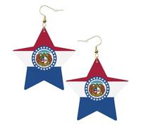 Pendientes de cuero con forma de estrella de la bandera del estado de Missouri, accesorios de moda, ligeros, festivales, fiestas, vida cotidiana, One Size, Cuero, Sin piedra preciosa