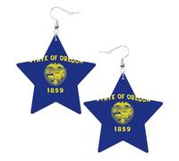 Pendientes de cuero con forma de estrella de la bandera del estado de Oregon, accesorios de moda, ligeros, festivales, fiestas, vida cotidiana, One Size, Cuero, Sin piedra preciosa