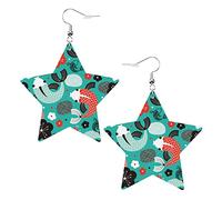Pendientes de cuero con forma de estrella de pescado de sushi de carpa Koi, pendientes colgantes simples para mujeres y niñas, regalos para ella