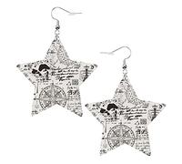 Pendientes de cuero con forma de estrella para viajes, aventuras y descubrimientos, pendientes colgantes simples para mujeres y niñas, regalos para ella
