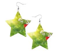 Pendientes de cuero con forma de estrella y flores florales de verano, accesorios de moda, ligeros, festivales, fiestas, vida cotidiana, One Size, Cuero, Sin piedra preciosa