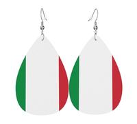 Pendientes de cuero con forma de lágrima con bandera italiana, decoración de ropa, adecuados para fiestas, vacaciones y vida cotidiana