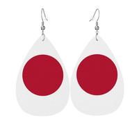 Pendientes de cuero con forma de lágrima con bandera japonesa, decoración de ropa, adecuados para fiestas, vacaciones y vida cotidiana
