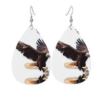 Pendientes de cuero con forma de lágrima con patrón de águila, textura ligera de lujo, adecuados para el uso diario, aretes de fiesta y cita