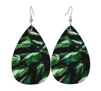 Pendientes de cuero con forma de lágrima con patrón de césped y jardín, textura ligera de lujo, adecuados para el uso diario, aretes de fiesta y cita