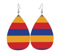Pendientes de cuero con la bandera de Armenia. Elegante forma de lágrima, perfectos para mujeres y una gran opción decorativa para fiestas y vacaciones.