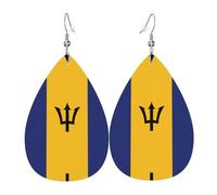 Pendientes de cuero con la bandera de Barbados para mujer, adecuados para uso diario, fiestas, citas y otras ocasiones