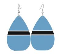 Pendientes de cuero con la bandera de Botswana. Elegante forma de lágrima, perfectos para mujeres y una gran opción decorativa para fiestas y vacaciones.