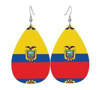Pendientes de cuero con la bandera de Ecuador para mujer, adecuados para uso diario, fiestas, citas y otras ocasiones