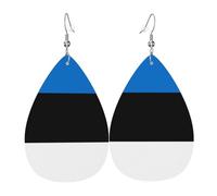 Pendientes de cuero con la bandera de Estonia, accesorios para mujer, adecuados para el uso diario, viajes y viajes.