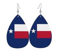 Pendientes de cuero con la bandera de Texas. Elegante forma de lágrima, perfectos para mujeres y una gran opción decorativa para fiestas y vacaciones.