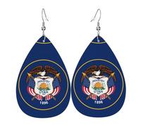 Pendientes de cuero con la bandera de Utah, accesorios para mujer, adecuados para el uso diario, viajes y viajes.