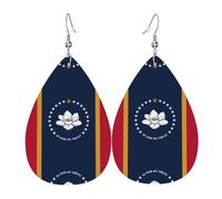 Pendientes de cuero con la bandera del estado de Mississippi, perfectos para regalos de cumpleaños y regalos del día de las niñas, talla única, piel sintética, diamante, talla única, piel sintética