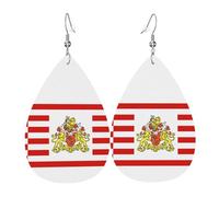 Pendientes de cuero con la bandera del Senado de Bremen. Elegante forma de lágrima, perfectos para mujeres y una gran opción decorativa para fiestas y vacaciones.
