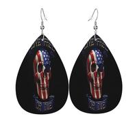Pendientes de cuero con la bandera estadounidense "Vive libre o muere", con forma de calavera. Ideales para decorar ropa, fiestas, festivales y uso diario.