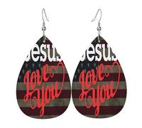 Pendientes de cuero con la frase "Jesús te ama", decoración para ropa, ideales para festivales, fiestas y vida cotidiana.