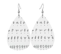 Pendientes de cuero con patrón de alfabeto y lenguaje de señas, aretes para mujer, adecuados para el uso diario, fiestas y citas