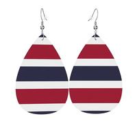 Pendientes de cuero con patrón de bandera de Tailandia, aretes impresos en forma de gota de agua, adecuados para escenas diarias, fiestas y citas