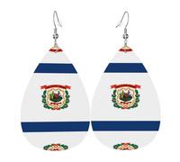 Pendientes de cuero con patrón de bandera de Virginia Occidental, aretes impresos en forma de gota de agua, adecuados para escenas diarias/fiestas/citas