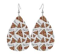 Pendientes de cuero con patrón de pizza para mujer, aretes de lágrima, aretes de cuero de moda, regalos de joyería para mamá, esposa, hijas