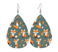 Pendientes de cuero con patrón de zorro amarillo. Pendientes impresos en forma de gota de agua, adecuados para escenas diarias, fiestas y citas