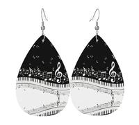 Pendientes de cuero con teclas de piano con notas musicales para mujer, aretes de lágrima, aretes de cuero de moda, regalos de joyería para mamá, esposa, hijas