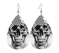 Pendientes de cuero de lágrima de moda, ligeros, reversibles, de piel sintética, con ganchos chapados en plata 925, joyería para mujeres y niñas, talla única, piel sintética, sin piedras preciosas