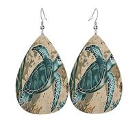 Pendientes de cuero de lágrima de moda, ligeros, reversibles, de piel sintética, con ganchos chapados en plata 925, joyería para mujeres y niñas, talla única, piel sintética, sin piedras preciosas