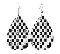 Pendientes de cuero de lágrima de moda, ligeros, reversibles, de piel sintética, con ganchos chapados en plata 925, joyería para mujeres y niñas, talla única, piel sintética, sin piedras preciosas