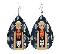 Pendientes de cuero de lágrima de moda, ligeros, reversibles, de piel sintética, con ganchos chapados en plata 925, joyería para mujeres y niñas, talla única, piel sintética, sin piedras preciosas