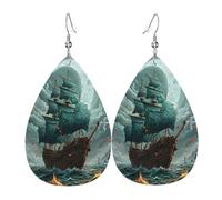 Pendientes de cuero de lágrima de moda, ligeros, reversibles, de piel sintética, con ganchos chapados en plata 925, joyería para mujeres y niñas, talla única, piel sintética, sin piedras preciosas