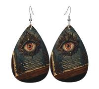 Pendientes de cuero de lágrima de moda, ligeros, reversibles, de piel sintética, con ganchos chapados en plata 925, joyería para mujeres y niñas, talla única, piel sintética, sin piedras preciosas