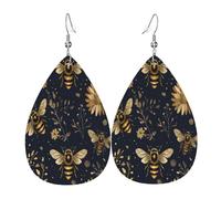 Pendientes de cuero de lágrima de moda, ligeros, reversibles, de piel sintética, con ganchos chapados en plata 925, joyería para mujeres y niñas, talla única, piel sintética, sin piedras preciosas