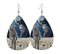 Pendientes de cuero de lágrima de moda, ligeros, reversibles, de piel sintética, con ganchos chapados en plata 925, joyería para mujeres y niñas, talla única, piel sintética, sin piedras preciosas