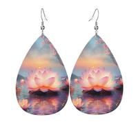 Pendientes de cuero de lágrima de moda, ligeros, reversibles, de piel sintética, con ganchos chapados en plata 925, joyería para mujeres y niñas, talla única, piel sintética, sin piedras preciosas