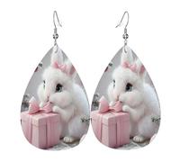 Pendientes de cuero de lágrima de moda, ligeros, reversibles, de piel sintética, con ganchos chapados en plata 925, joyería para mujeres y niñas, talla única, piel sintética, sin piedras preciosas