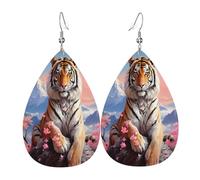 Pendientes de cuero de lágrima de moda, ligeros, reversibles, de piel sintética, con ganchos chapados en plata 925, joyería para mujeres y niñas, talla única, piel sintética, sin piedras preciosas