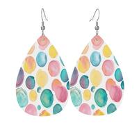 Pendientes de cuero de lágrima de moda, ligeros, reversibles, de piel sintética, con ganchos chapados en plata 925, joyería para mujeres y niñas, talla única, piel sintética, sin piedras preciosas