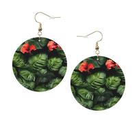 Pendientes de cuero de moda con flores tropicales y follaje para mujer, 1 par, ligeros, estampados, joyería de regalo para mujeres y niñas