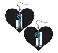 Pendientes de cuero de superviviente del cáncer de próstata para mujer, pendientes colgantes, colgante de corazón con gancho, regalos para niña adulta