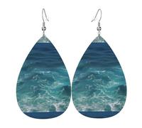 Pendientes de cuero Deep Ocean. Elegante forma de lágrima, perfectos para mujeres y una gran opción decorativa para fiestas y vacaciones.