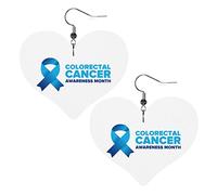 Pendientes de cuero del mes de concientización sobre el cáncer colorrectal para mujer, pendientes colgantes, colgante de corazón con gancho, regalos para niña adulta