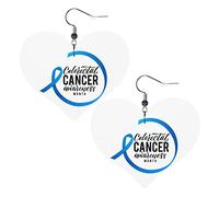 Pendientes de cuero del mes de concientización sobre el cáncer colorrectal para mujer, pendientes colgantes, colgante de corazón con gancho, regalos para niña adulta