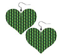 Pendientes de cuero del mes de concientización sobre lesiones cerebrales traumáticas para mujer, pendientes colgantes, colgante de corazón con gancho, regalos para niña adulta